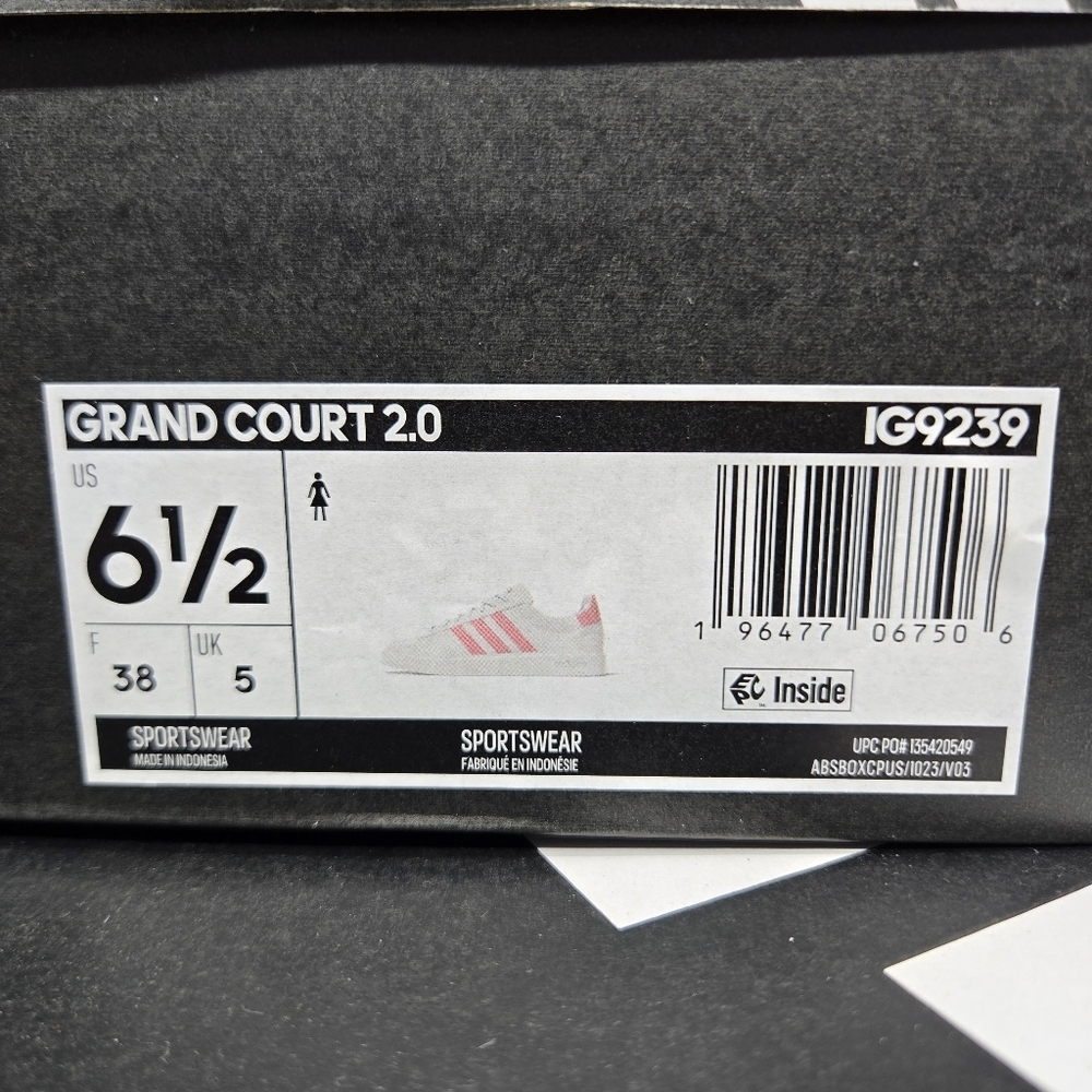 New adidas Grand Court Cloudfoam 'White Semi Pink Spark' Women's Shoes Size 6.5 - Picture 8 of 8